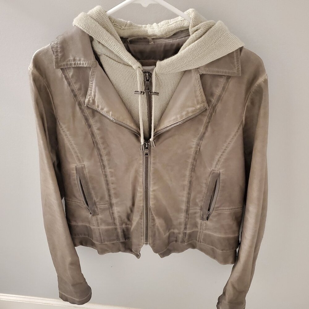 2-way Knit Hoodie Cropped Layered Jacket